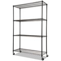 Alera NSF Certified 4-Shelf Wire Shelving Kit, Casters & Liners, Black ALESW604818BL